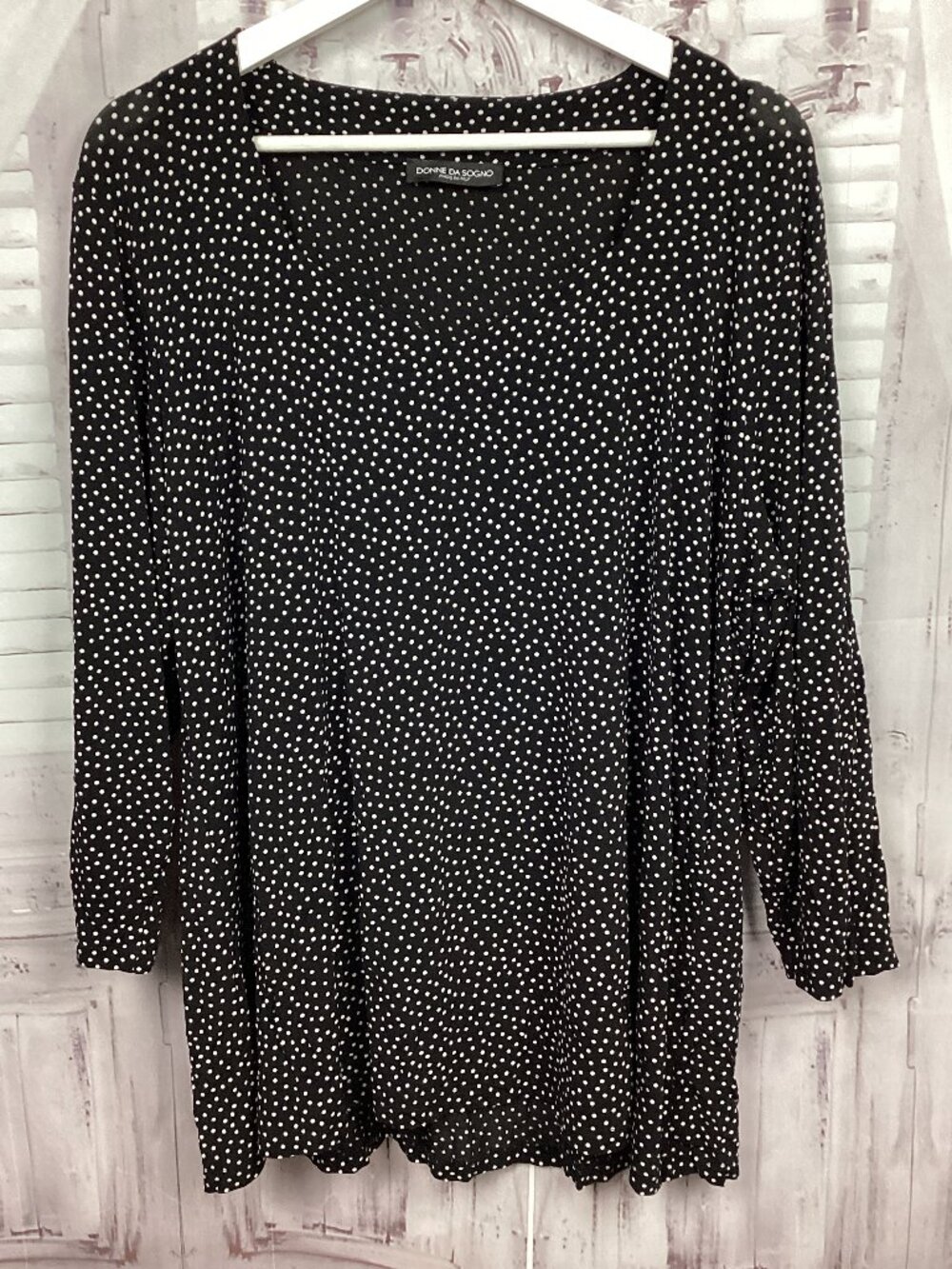 donne da sagno Black Polkadot Top 3/4 Sleeves Italy XL
